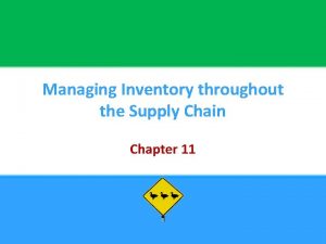 Managing Inventory throughout the Supply Chain Chapter 11