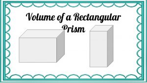 Volume of a Rectangular Prism In short a