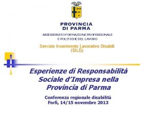 ASSESSORATO FORMAZIONE PROFESSIONALE E POLITICHE DEL LAVORO Servizio