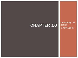 CHAPTER 10 Launching the Nation 1789 1800 SECTION