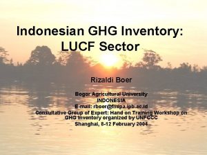Indonesian GHG Inventory LUCF Sector Rizaldi Boer Bogor