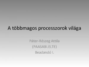 A tbbmagos processzorok vilga PterRszeg Attila PAASABI ELTE