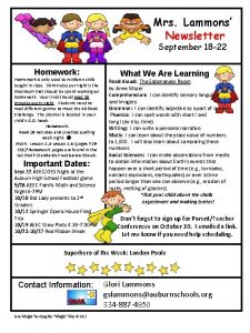 Mrs Lammons Newsletter September 18 22 Homework Homework