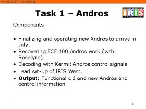 Task 1 Andros Components Finalizing and operating new