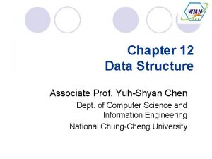 Chapter 12 Data Structure Associate Prof YuhShyan Chen