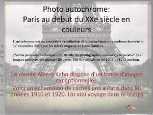 Photo autochrome Paris au dbut du XXe sicle