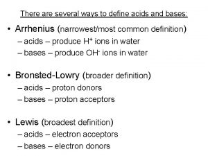 There are several ways to define acids and