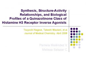 Synthesis StructureActivity Relationships and Biological Profiles of a