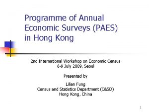 Programme of Annual Economic Surveys PAES in Hong