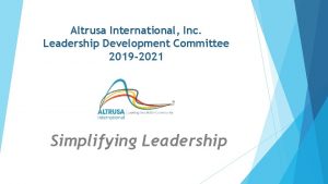 Altrusa International Inc Leadership Development Committee 2019 2021