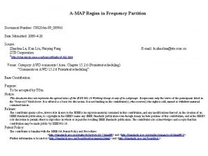 AMAP Region in Frequency Partition Document Number C