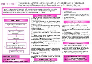 RIC UCBT Transplantation of Umbilical Cord Blood from