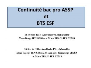 Continuit bac pro ASSP et BTS ESF 18