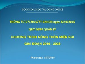 B KHOA HC V CNG NGH THNG T