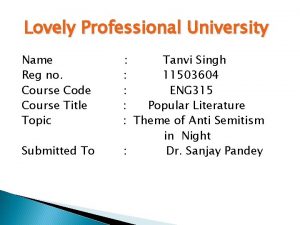 Lovely Professional University Name Reg no Course Code