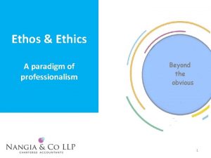 Ethos Ethics A paradigm of professionalism 1 Corporate