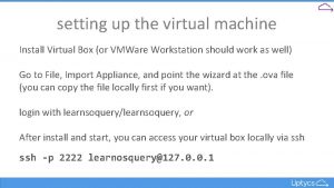 setting up the virtual machine Install Virtual Box