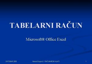 TABELARNI RAUN Microsoft Office Excel OKTOBAR 2005 Nenad