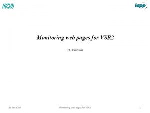 Monitoring web pages for VSR 2 D Verkindt