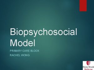 Biopsychosocial Model PRIMARY CARE BLOCK RACHEL WONG Case