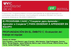 Proyecto PAC Programa didctico inclusivo para atender en