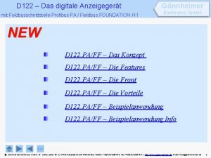 D 122 Das digitale Anzeigegert Gnnheimer mit Feldbusschnittstelle