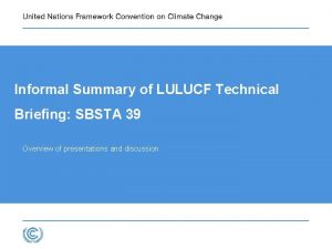 Informal Summary of LULUCF Technical Briefing SBSTA 39