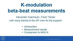 Kmodulation betabeat measurements Alexander Huschauer Frank Tecker with