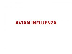 AVIAN INFLUENZA PENGERTIAN UMUM Influenza A H 5