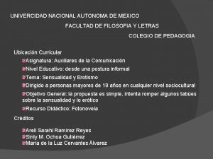 UNIVERCIDAD NACIONAL AUTONOMA DE MEXICO FACULTAD DE FILOSOFIA