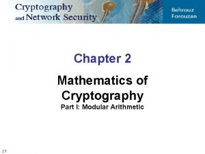 Chapter 2 Mathematics of Cryptography Part I Modular