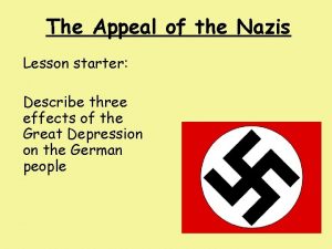 The Appeal of the Nazis Lesson starter Describe