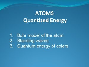 ATOMS Quantized Energy 1 Bohr model of the