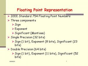 Floating Point Representation IEEE Standard 754 Floating Point