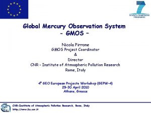 Global Mercury Observation System GMOS Nicola Pirrone GMOS