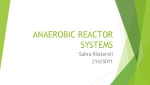 ANAEROBIC REACTOR SYSTEMS Sahra Kstereli 21425011 Reactor Configurations