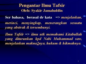 Pengantar Ilmu Tafsir Oleh Syakir Jamaluddin Scr bahasa