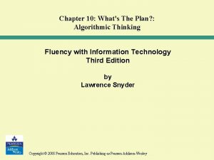 Chapter 10 Whats The Plan Algorithmic Thinking Fluency