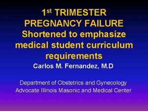 1 st TRIMESTER PREGNANCY FAILURE Shortened to emphasize