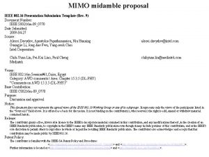MIMO midamble proposal IEEE 802 16 Presentation Submission