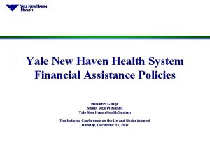 Yale New Haven Health System Financial Assistance Policies