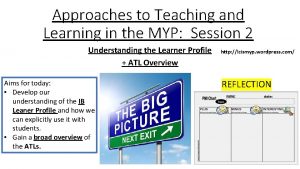 Approaches to Teaching and Learning in the MYP