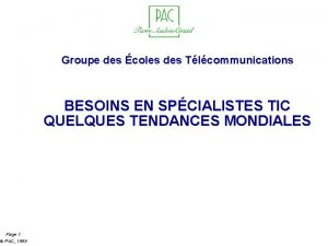 Page 1 PAC 1999 Groupe des coles des