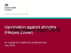 Vaccination against shingles Withdrawn April 2018 Herpes Zoster