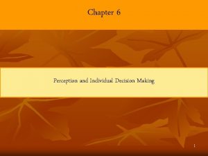 Chapter 6 Perception and Individual Decision Making 1