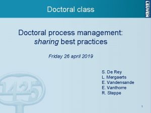 Doctoral class Doctoral process management sharing best practices