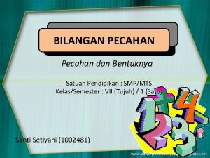 BILANGAN PECAHAN Pecahan dan Bentuknya Satuan Pendidikan SMPMTS