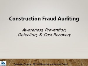 Construction Fraud Auditing Awareness Prevention Detection Cost Recovery