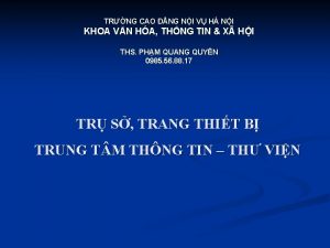 TRNG CAO NG NI V H NI KHOA