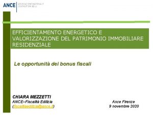 EFFICIENTAMENTO ENERGETICO E VALORIZZAZIONE DEL PATRIMONIO IMMOBILIARE RESIDENZIALE